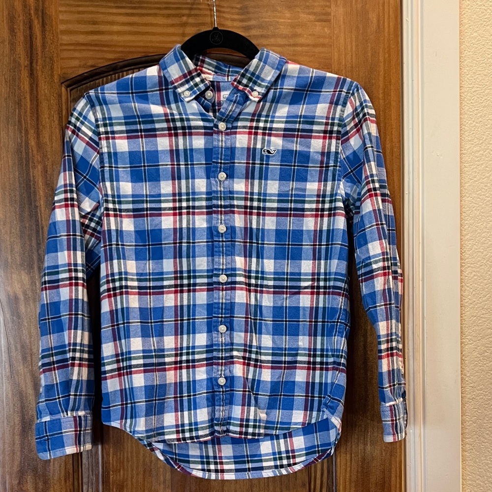 Vineyard Vines Blue and Red Plaid Button Down Shirt